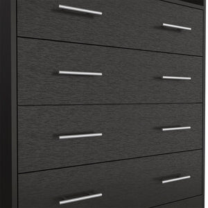 Homeroots 33" Black Four Drawer Standard Chest With Open Shelf  Manufactured Wood 544025