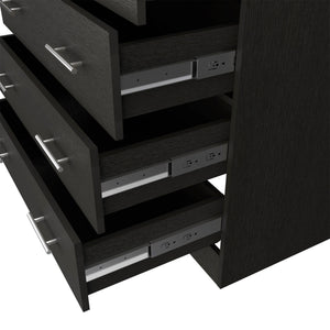 Homeroots 33" Black Four Drawer Standard Chest With Open Shelf  Manufactured Wood 544025