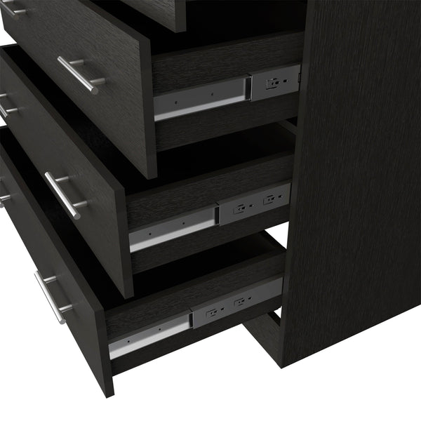 Homeroots 33" Black Four Drawer Standard Chest With Open Shelf  Manufactured Wood 544025