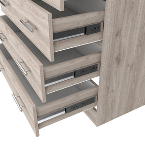 Homeroots 33" Light Gray Four Drawer Standard Chest With Open Shelf  Manufactured Wood 544026