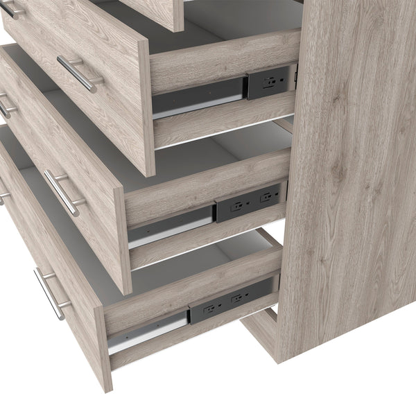 Homeroots 33" Light Gray Four Drawer Standard Chest With Open Shelf  Manufactured Wood 544026