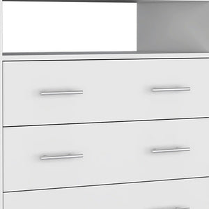 Homeroots 33" White Four Drawer Standard Chest With Open Shelf  Manufactured Wood 544027