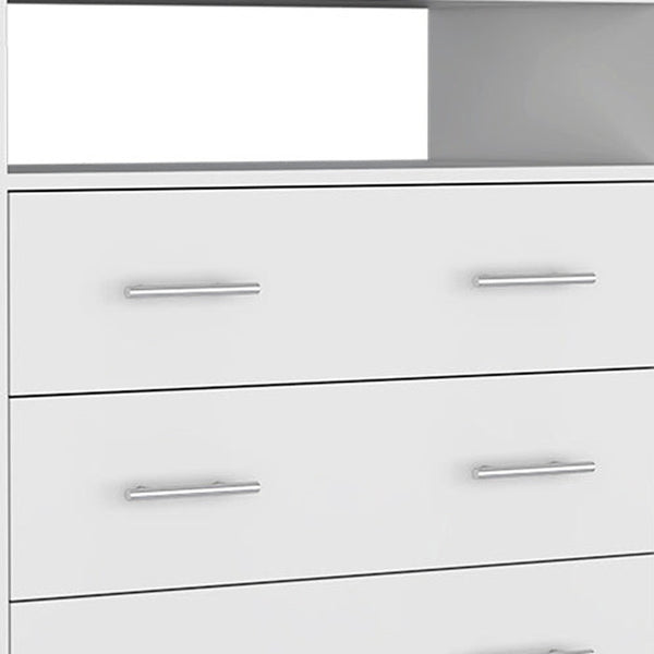 Homeroots 33" White Four Drawer Standard Chest With Open Shelf  Manufactured Wood 544027