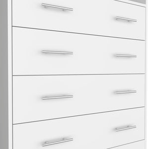 Homeroots 33" White Four Drawer Standard Chest With Open Shelf  Manufactured Wood 544027