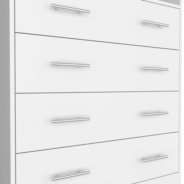 Homeroots 33" White Four Drawer Standard Chest With Open Shelf  Manufactured Wood 544027