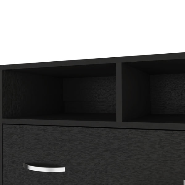 Homeroots 32" Black Two Drawer Dresser With Open Shelving  Manufactured Wood 544028
