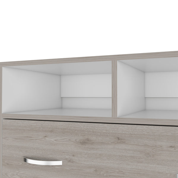 Homeroots 32" Light Gray Two Drawer Dresser With Open Shelving  Manufactured Wood 544029