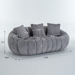 English Elm Floral-shaped Faux Fur Two Seater Sofa Sculptural Petal Design for Cozy Living Rooms Gray W2012P399202