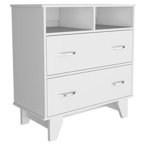 Homeroots 32" White Two Drawer Dresser With Open Shelving  Manufactured Wood 544030