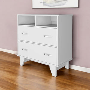 Homeroots 32" White Two Drawer Dresser With Open Shelving  Manufactured Wood 544030