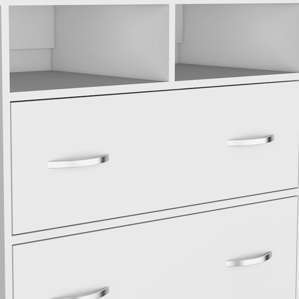 Homeroots 32" White Two Drawer Dresser With Open Shelving  Manufactured Wood 544030