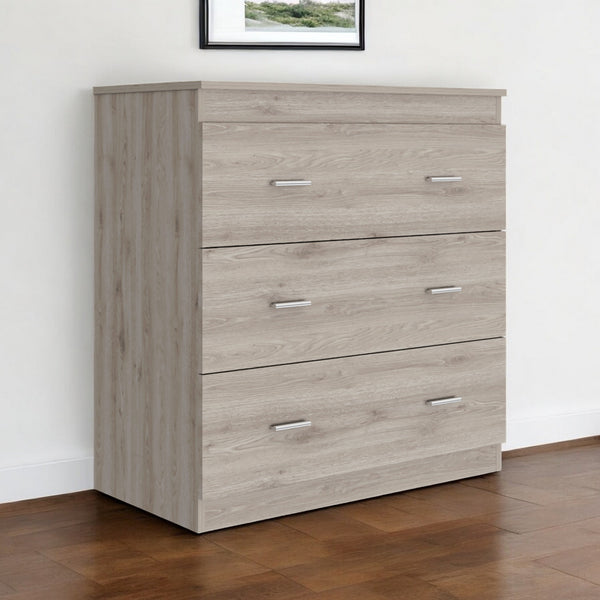 Homeroots 32" Light Gray Three Drawer Dresser  Manufactured Wood 544032