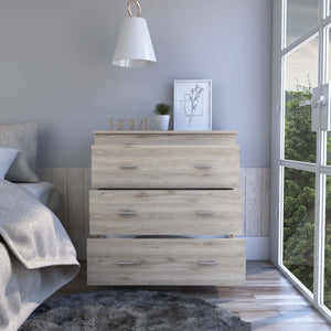 Homeroots 32" Light Gray Three Drawer Dresser  Manufactured Wood 544032