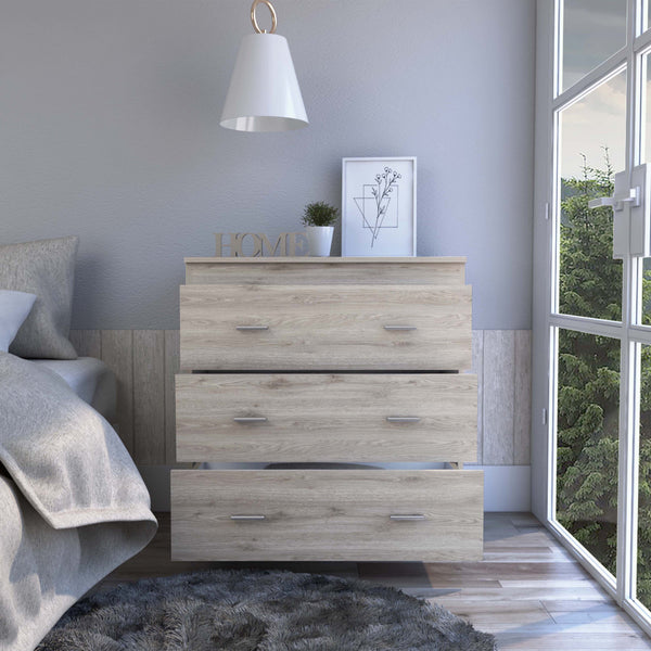 Homeroots 32" Light Gray Three Drawer Dresser  Manufactured Wood 544032