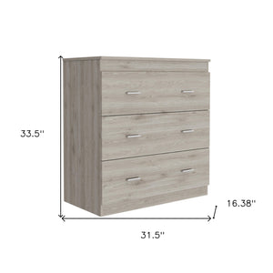 Homeroots 32" Light Gray Three Drawer Dresser  Manufactured Wood 544032