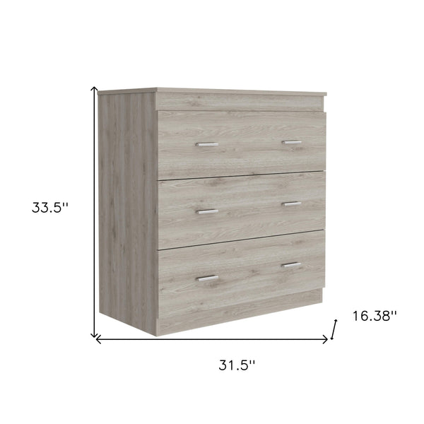 Homeroots 32" Light Gray Three Drawer Dresser  Manufactured Wood 544032