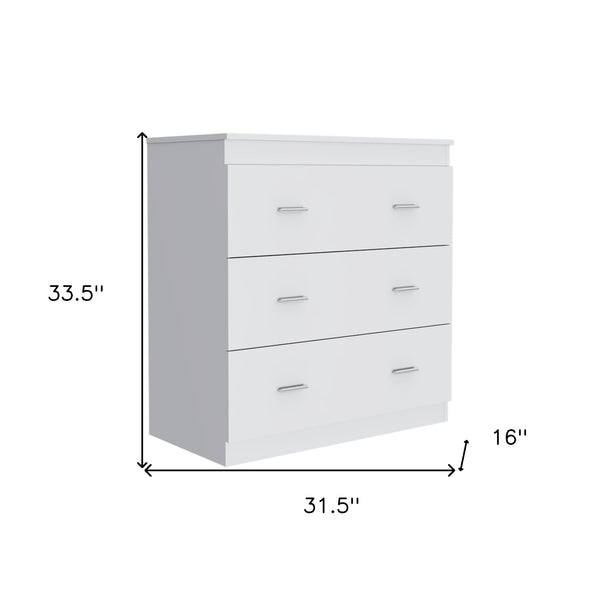 Homeroots 32" White Three Drawer Dresser  Manufactured Wood 544033