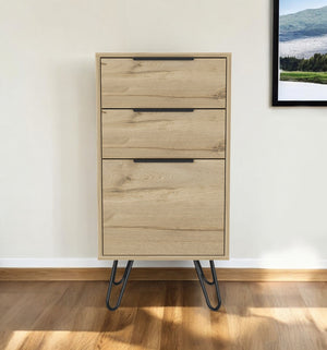 Homeroots 18" Natural Three Drawer Standard Chest  Manufactured Wood 544034