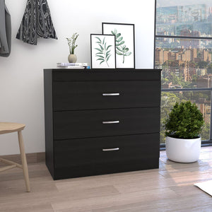 Homeroots 32" Black Three Drawer Dresser  Manufactured Wood 544035