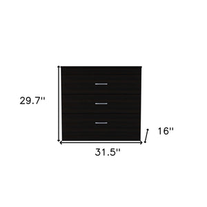 Homeroots 32" Black Three Drawer Dresser  Manufactured Wood 544035