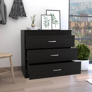 Homeroots 32" Black Three Drawer Dresser  Manufactured Wood 544035