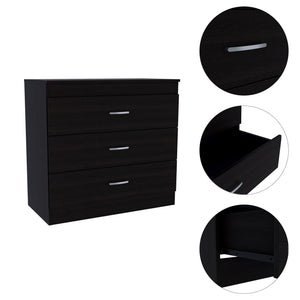 Homeroots 32" Black Three Drawer Dresser  Manufactured Wood 544035
