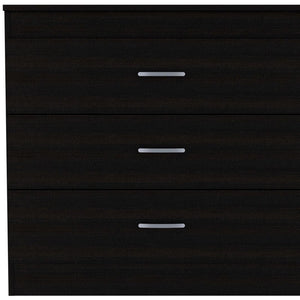 Homeroots 32" Black Three Drawer Dresser  Manufactured Wood 544035