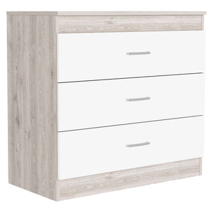 Homeroots 32" White And Gray Three Drawer Dresser  Manufactured Wood 544036