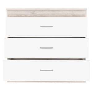 Homeroots 32" White And Gray Three Drawer Dresser  Manufactured Wood 544036
