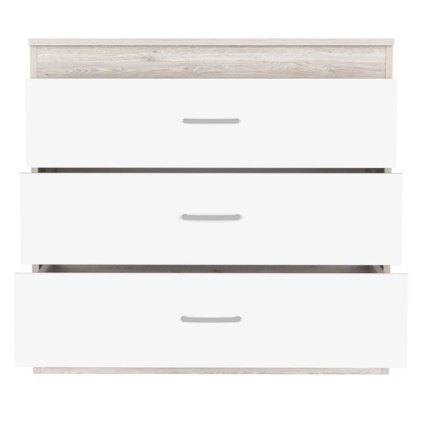 Homeroots 32" White And Gray Three Drawer Dresser  Manufactured Wood 544036