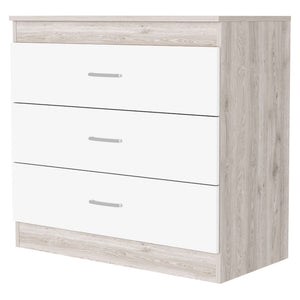 Homeroots 32" White And Gray Three Drawer Dresser  Manufactured Wood 544036