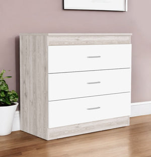 Homeroots 32" White And Gray Three Drawer Dresser  Manufactured Wood 544036