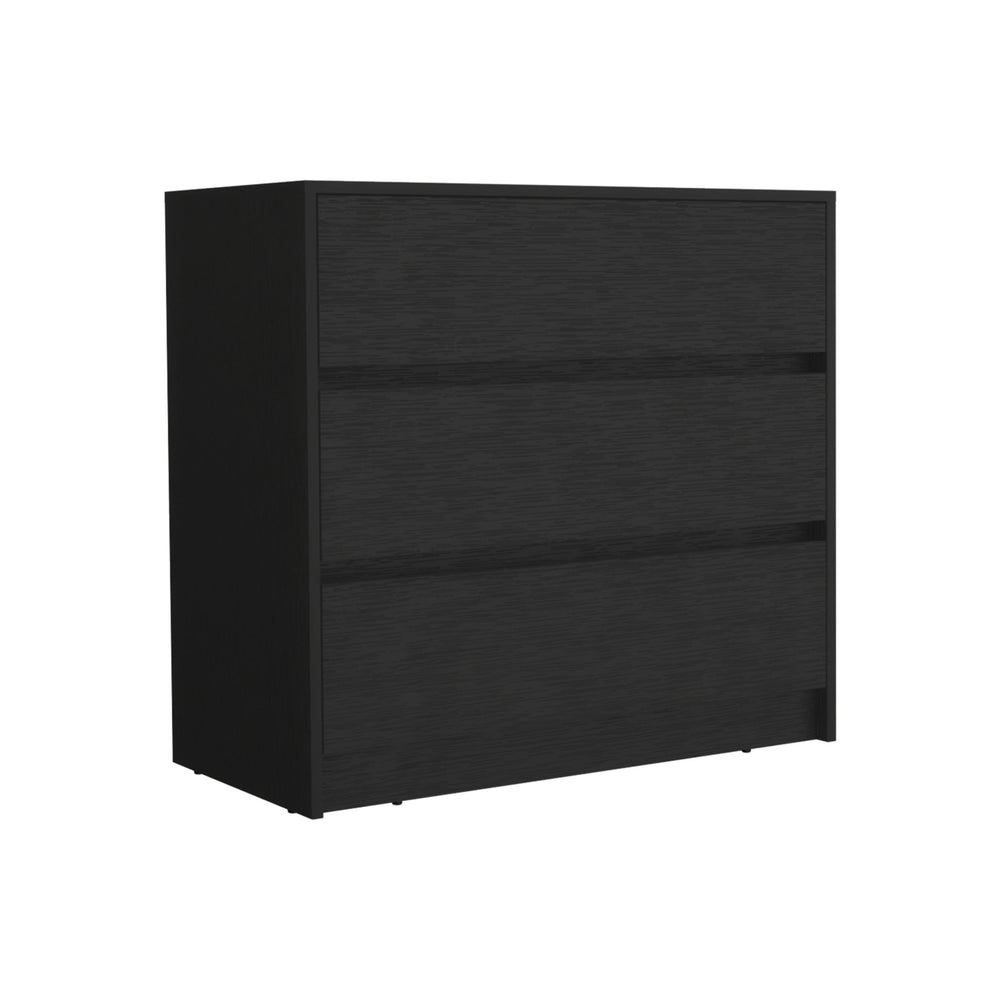 Homeroots 34" Black Three Drawer Dresser  Manufactured Wood 544038