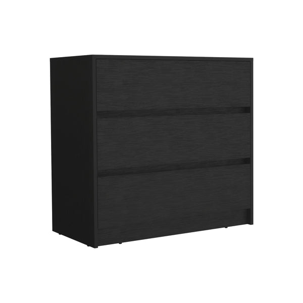 Homeroots 34" Black Three Drawer Dresser  Manufactured Wood 544038