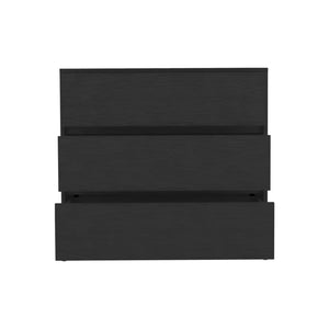 Homeroots 34" Black Three Drawer Dresser  Manufactured Wood 544038