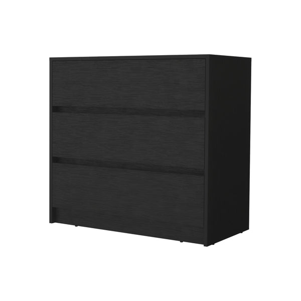Homeroots 34" Black Three Drawer Dresser  Manufactured Wood 544038