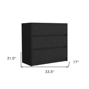 Homeroots 34" Black Three Drawer Dresser  Manufactured Wood 544038