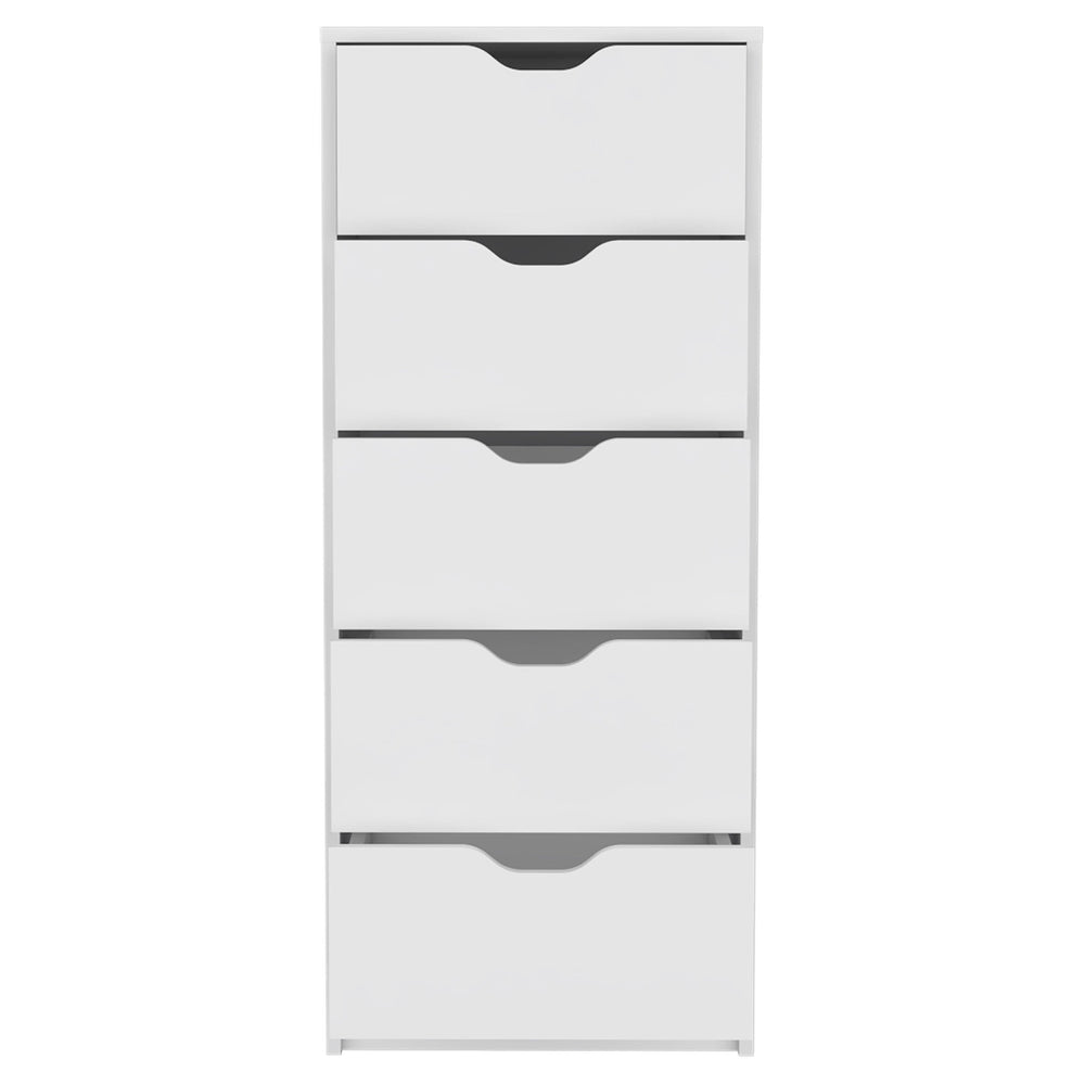 Homeroots 18" White Five Drawer Standard Chest  Manufactured Wood 544039