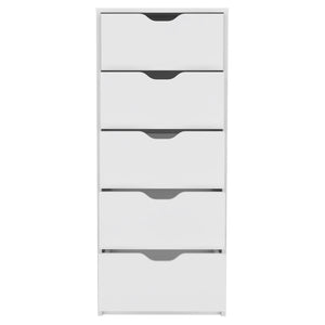 Homeroots 18" White Five Drawer Standard Chest  Manufactured Wood 544039