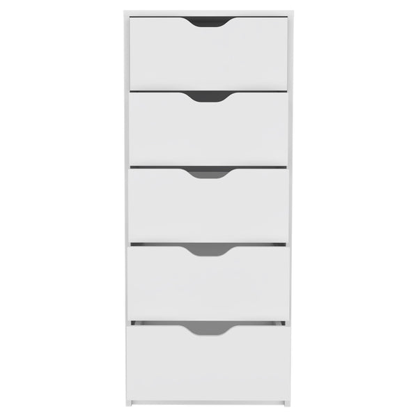 Homeroots 18" White Five Drawer Standard Chest  Manufactured Wood 544039