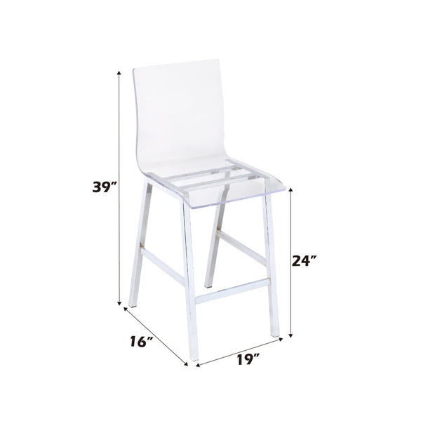 English Elm Nadie Acrylic Counter Chairs with Chrome Legs Airy Modern Set for Kitchen Islands B2726P448768