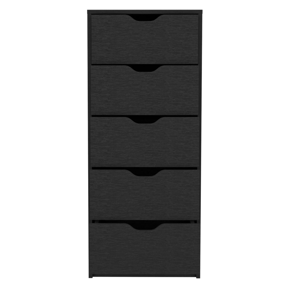 Homeroots 18" Black Five Drawer Standard Chest  Manufactured Wood 544040
