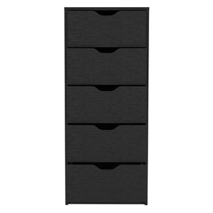 Homeroots 18" Black Five Drawer Standard Chest  Manufactured Wood 544040