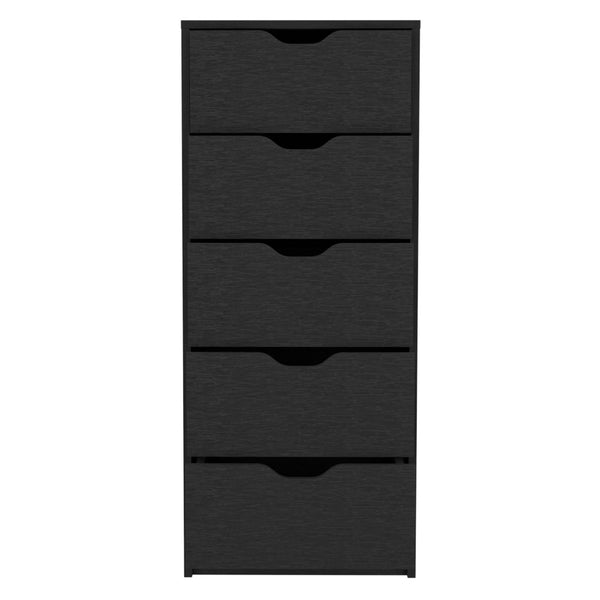 Homeroots 18" Black Five Drawer Standard Chest  Manufactured Wood 544040