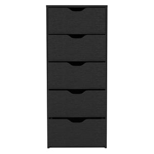 Homeroots 18" Black Five Drawer Standard Chest  Manufactured Wood 544040
