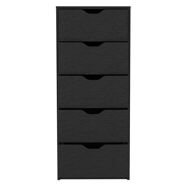 Homeroots 18" Black Five Drawer Standard Chest  Manufactured Wood 544040