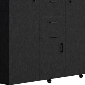Homeroots 55" Black Two Drawer Combo Dresser  Manufactured Wood 544042