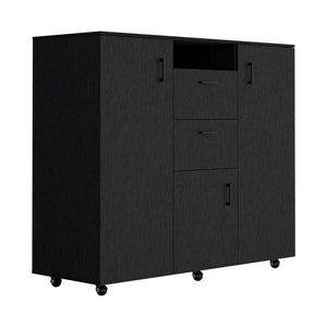 Homeroots 55" Black Two Drawer Combo Dresser  Manufactured Wood 544042