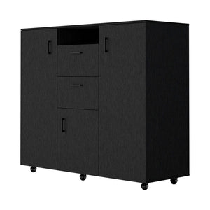 Homeroots 55" Black Two Drawer Combo Dresser  Manufactured Wood 544042