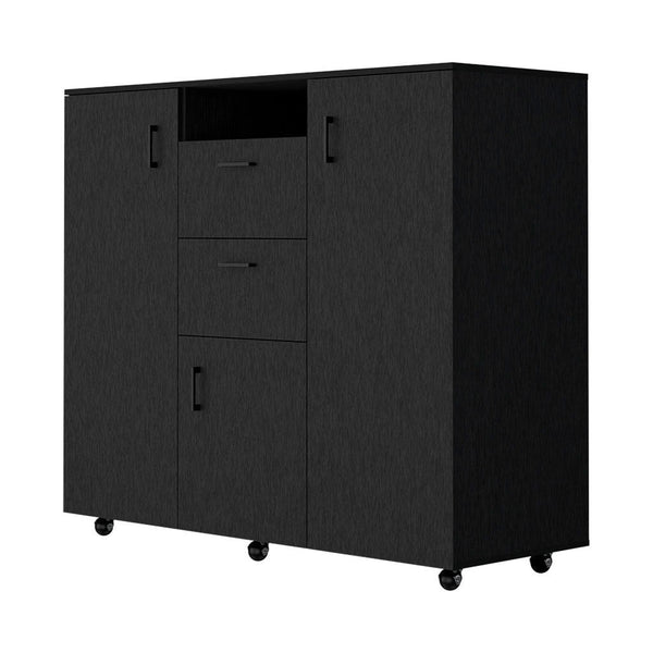 Homeroots 55" Black Two Drawer Combo Dresser  Manufactured Wood 544042